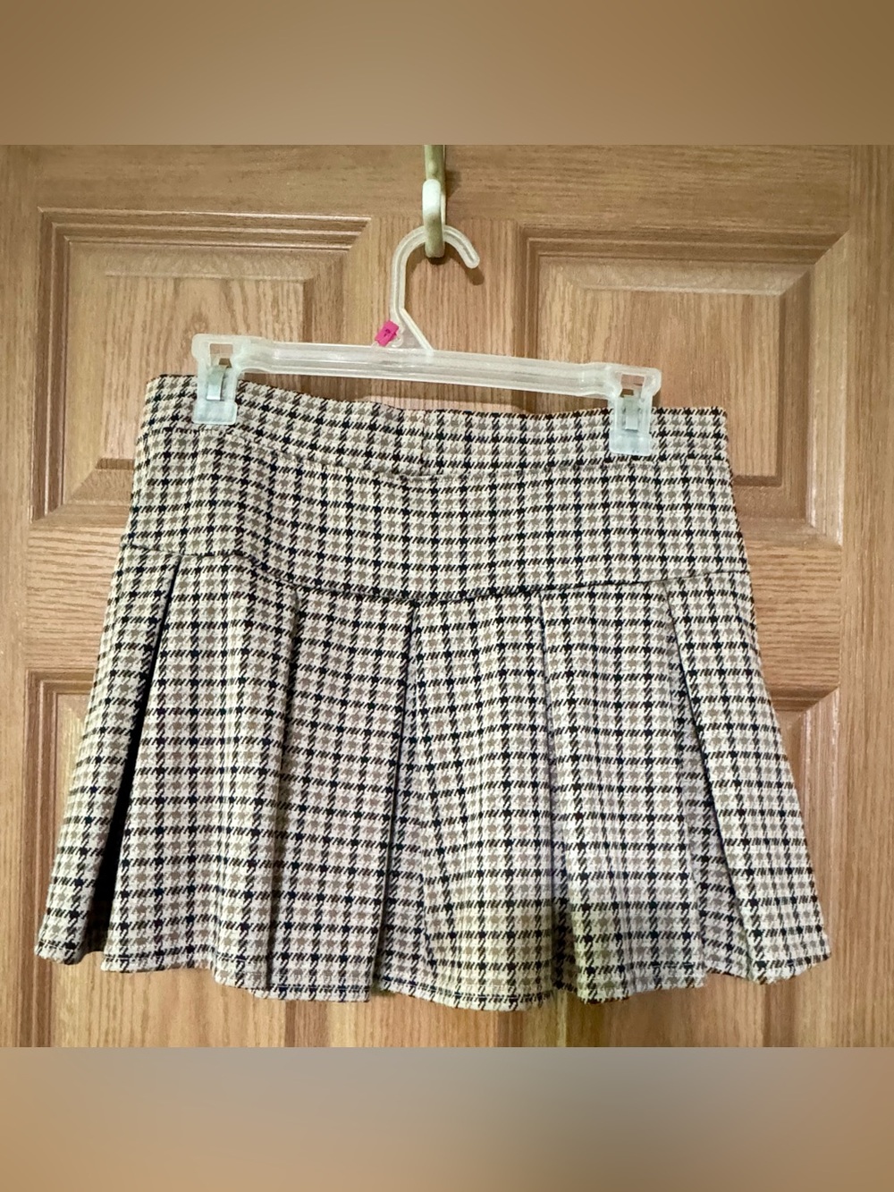 American Eagle Classic Black and White Plaid Pleated Skort Elastic Waist NWOT